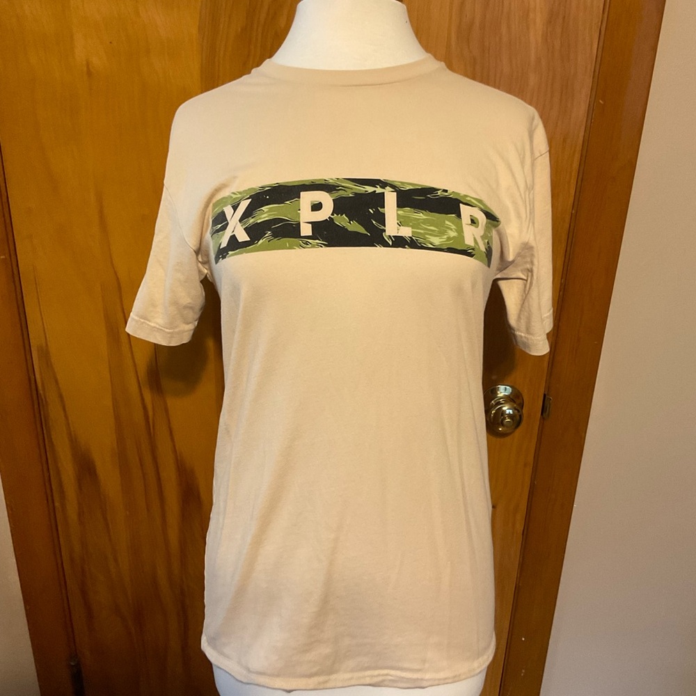 XPLR Unisex Small Green and Black Tiger Camo Short Sleeve Shirt